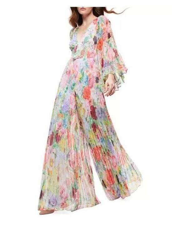 Pants - NWT Alice and Olivia Bennet Pleated Wide Leg Jumpsuit Sz 10